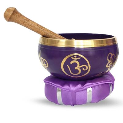 Bol Chantant en Laiton avec Bâton & Cusion 12 cm Couronne Chakra /