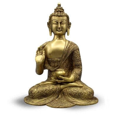 Buda Sentado Asthmangal Tallado verde+amarillo