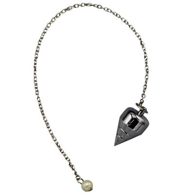 Pendule triangulaire striée en nickel foncé