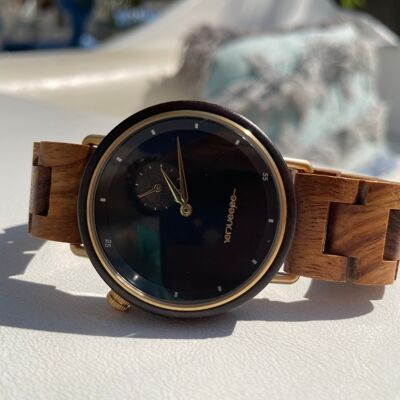 Brown and wood men's watch - 40mm