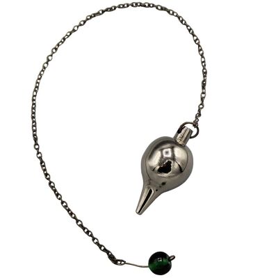Pendule Luzi en Nickel avec Perle Verte