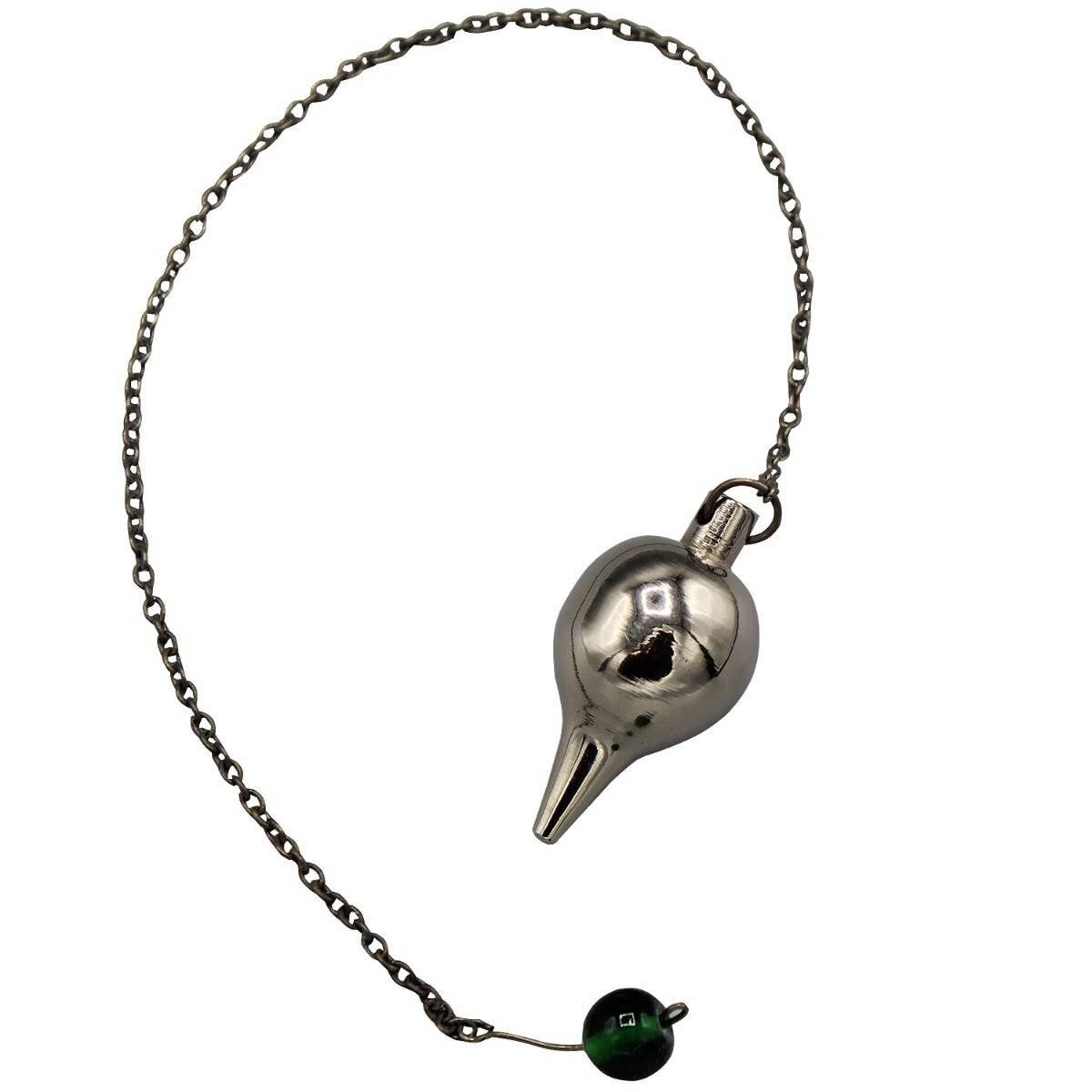 Pendolo Luzi in nichel con perlina verde