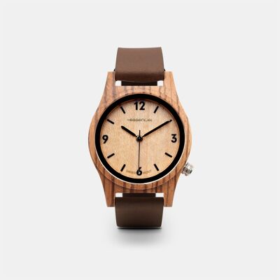 Reloj para dama de cuero y madera - 32 mm