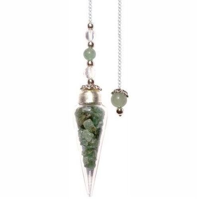 PENDULE - PIERRES EN GOUTTE DE VERRE - AVENTURINE VERTE