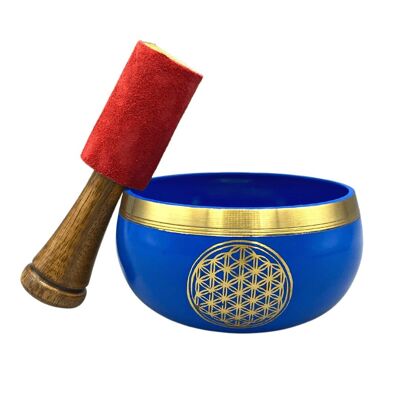 Bol chantant bleu fleur de vie 9 cm Set 4 Un