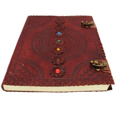 Leather Journal Mandala with seven gemstones 25x33cm-