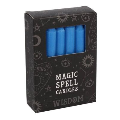 Lot de 12 bougies magiques bleues « Sagesse ».