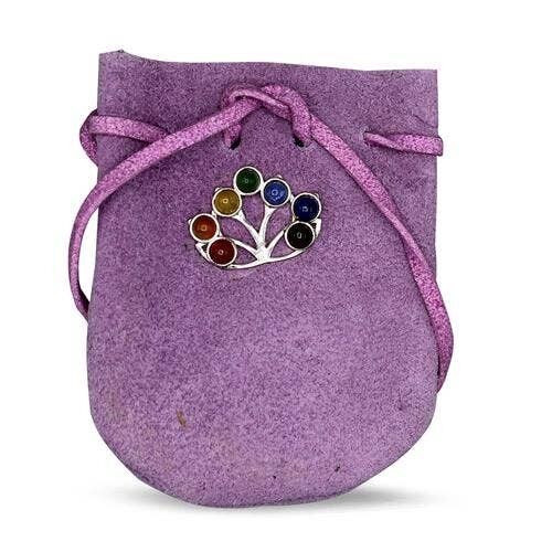 BORSA IN CAMOSCIO VIOLA-CHAKRA LOTUS 3,25" x 2,75"