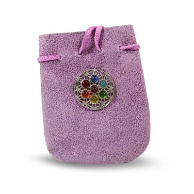 BORSA IN CAMOSCIO VIOLA-CHAKRA FIORE DELLA VITA 3,25" x 2,75"