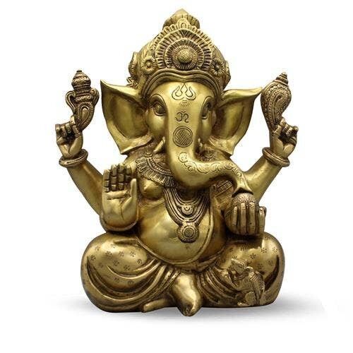 Ganesh intagliato con grandi orecchie e anello 12"