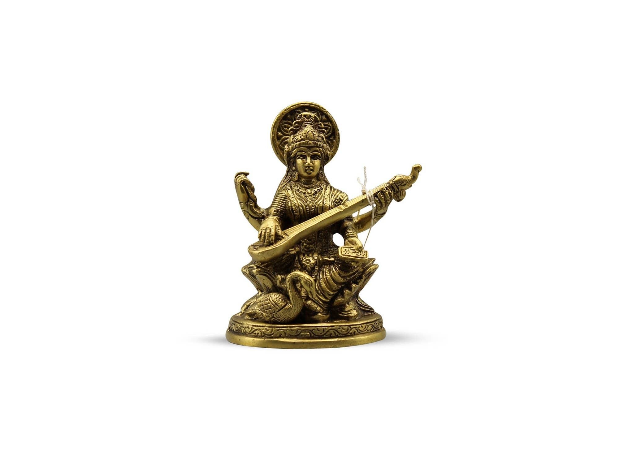 Saraswati Sitting on Lotus W/ Swan 5"