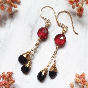 Boucles d'Oreilles Quartz + Spinelle en Gold-FIlled 14K 1