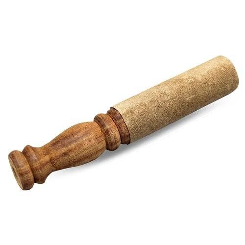 Bastone per campane tibetane con scamosciato beige