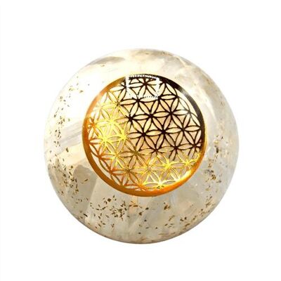 Sfera in Resina Agata Con Gesso Bianco Fiore Grande