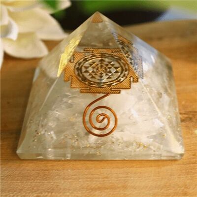 Piramide di resina di agata Gesso bianco Sri Yantra
