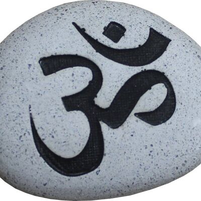 Carved Stone Pebble with OM, 7-8 cm