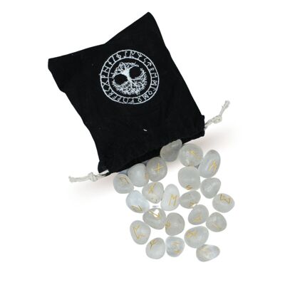 Cristal Cuarzo Runa Vikinga con Terciopelo Bolsa 25 uds