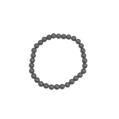 Bracciale con perline in ematite 6 mm