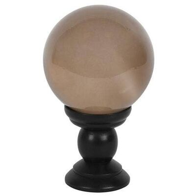 Large smoke grey crystal ball on stand
