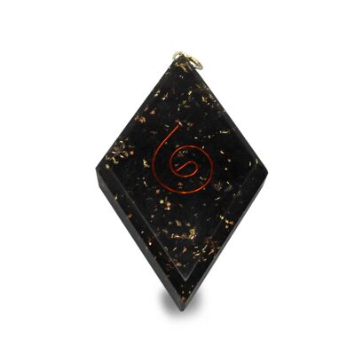 Orgone Pendant Diamond Shaped Black Tourmaline with Spiral