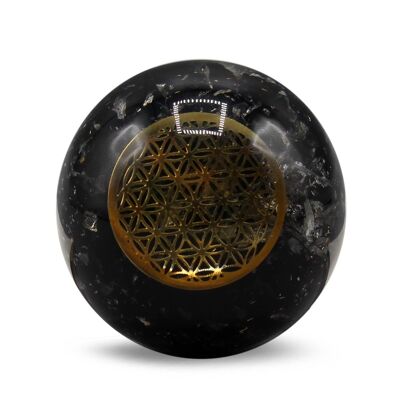 Orgone Sphere-Black Tourmaline-Flower of Life