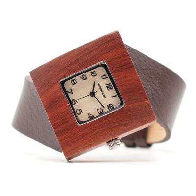 Wooden woman watch - Brown leather