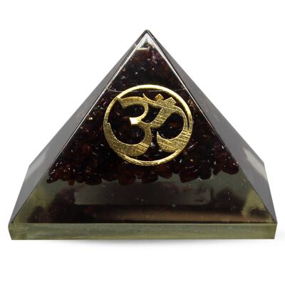 Orgonite Pyramid-Garnet, Om 70 Mm