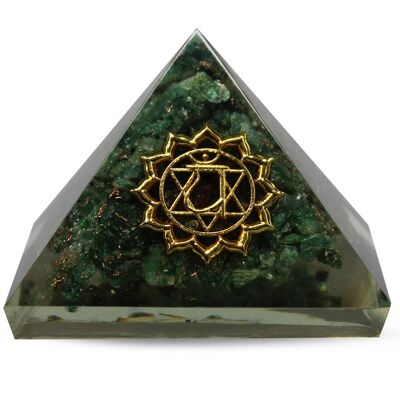 Orgonite Coeur Pyramide Vert Aventurine 40 mm