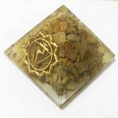 Orgonite Pyramide-Chakra du plexus solaire, Jaspe jaune