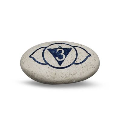 Guijarro - Piedra de río grabada 6 ° Chakra Azul