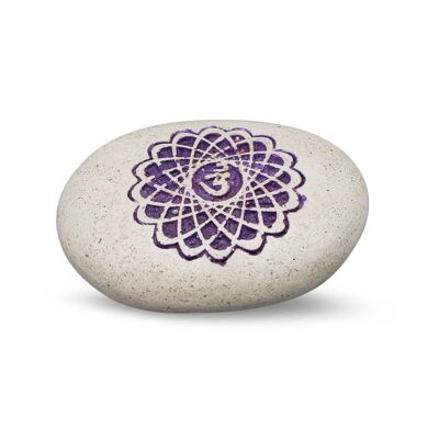 Pebble - Pietra di fiume incisa Fiore della vita viola
