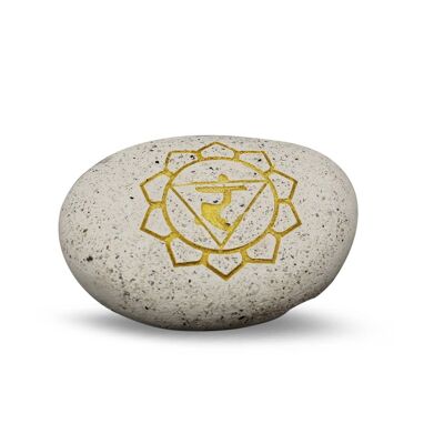 Guijarro - Piedra de río grabada 3er chakra amarillo