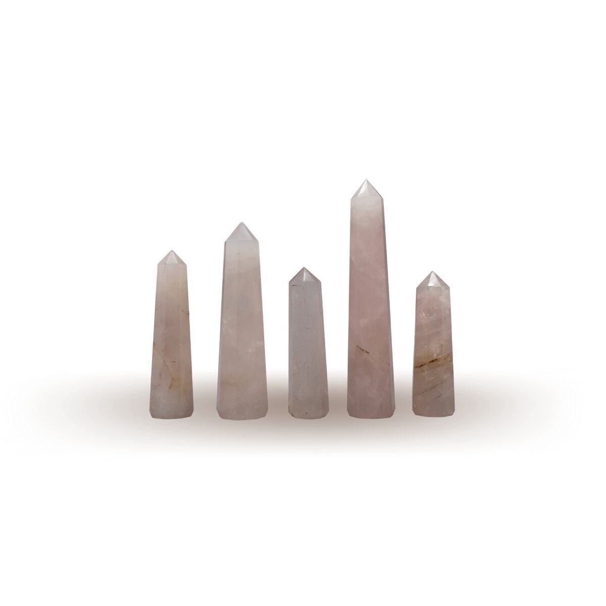 Rosenquarz Bleistift 6-10cm Set mit 5 Stück