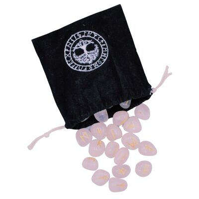 Quarzo rosa Rune Viking con sacchetto di velluto 25 pezzi