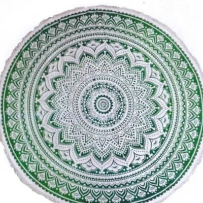 Tapiz de algodón redondo de 72" LOTUS (verde)