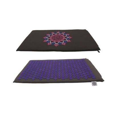 Tapis d'acupression/Shakti gris avec pointe violette (Om Lotus)