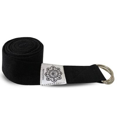 Black Cotton Yoga 8 Ft. Strap with 1.5’’ D-Ring