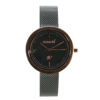 Montre bois Ebène et acier noir 1