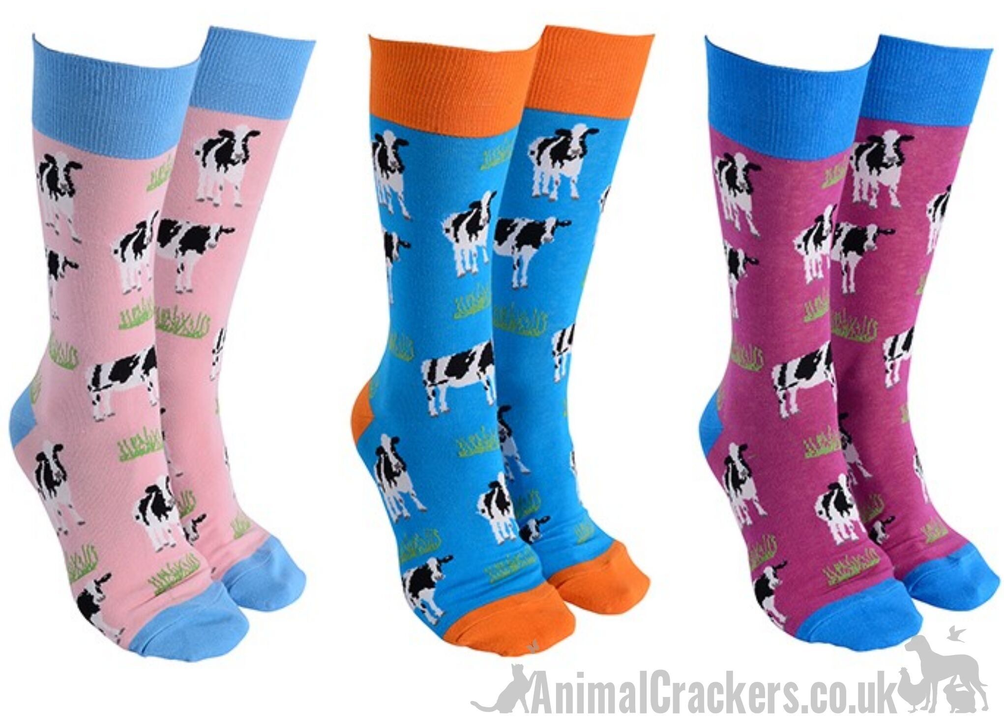 Calcetines con diseño novedoso de vaca frisia de 'Sock Society' para hombre o mujer, talla única, excelente regalo para los amantes de las vacas