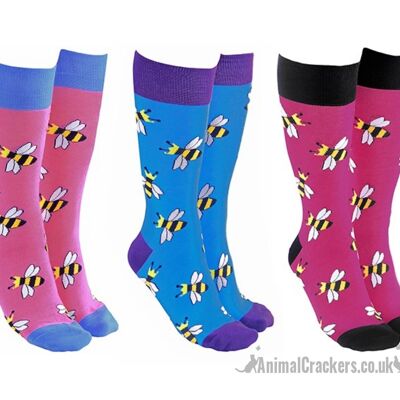 Calzini di qualità in misto cotone con design BEE, da donna, da uomo, unisex, taglia unica, regalo originale per gli amanti delle api o come riempitivo per calze