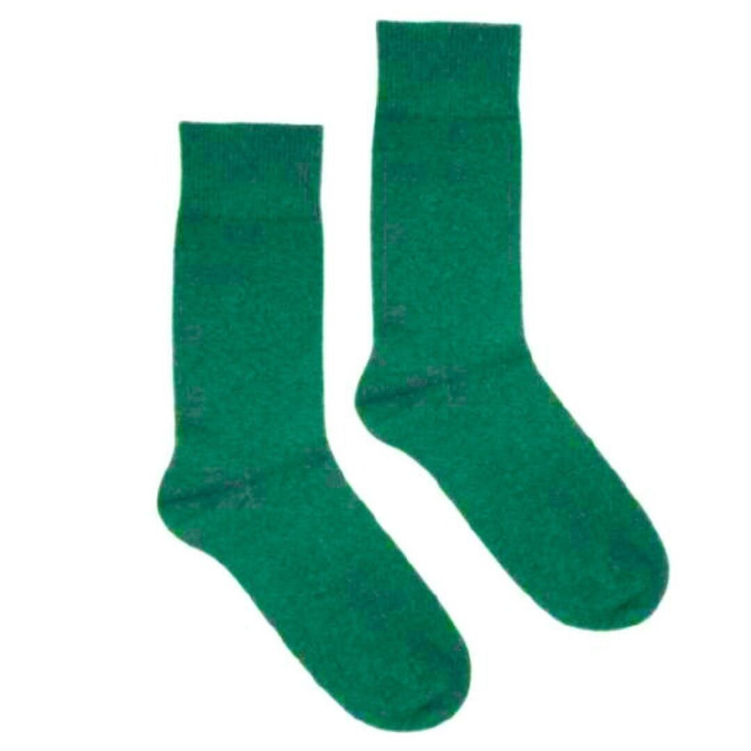 Calcetines de lana merino KLUE lisos | Verde bosque