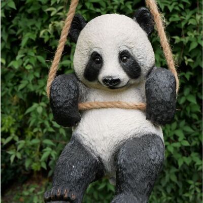 Panda grande (12") su altalena in corda, decorazione per alberi appesi, grande regalo per gli amanti dei panda