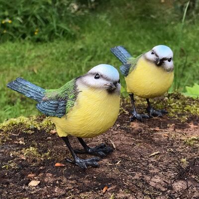 SET DI DUE ornamenti in resina a forma di cinciarella, decorazioni da giardino, ottimo regalo per gli amanti degli uccelli da giardino