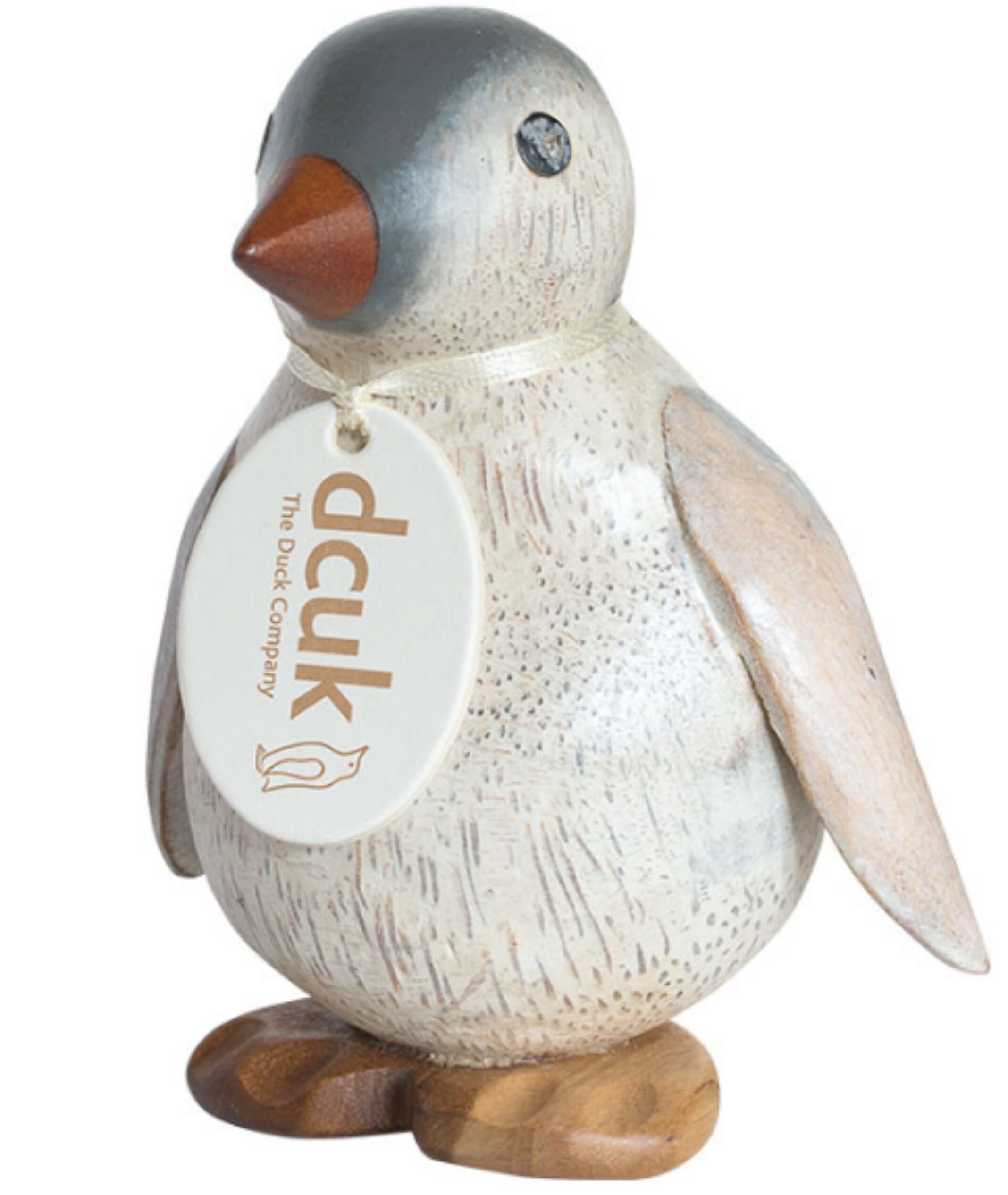 DCUK Baby (12 cm) Kaiserpinguin aus handgefertigtem Holz, mit Namensschild