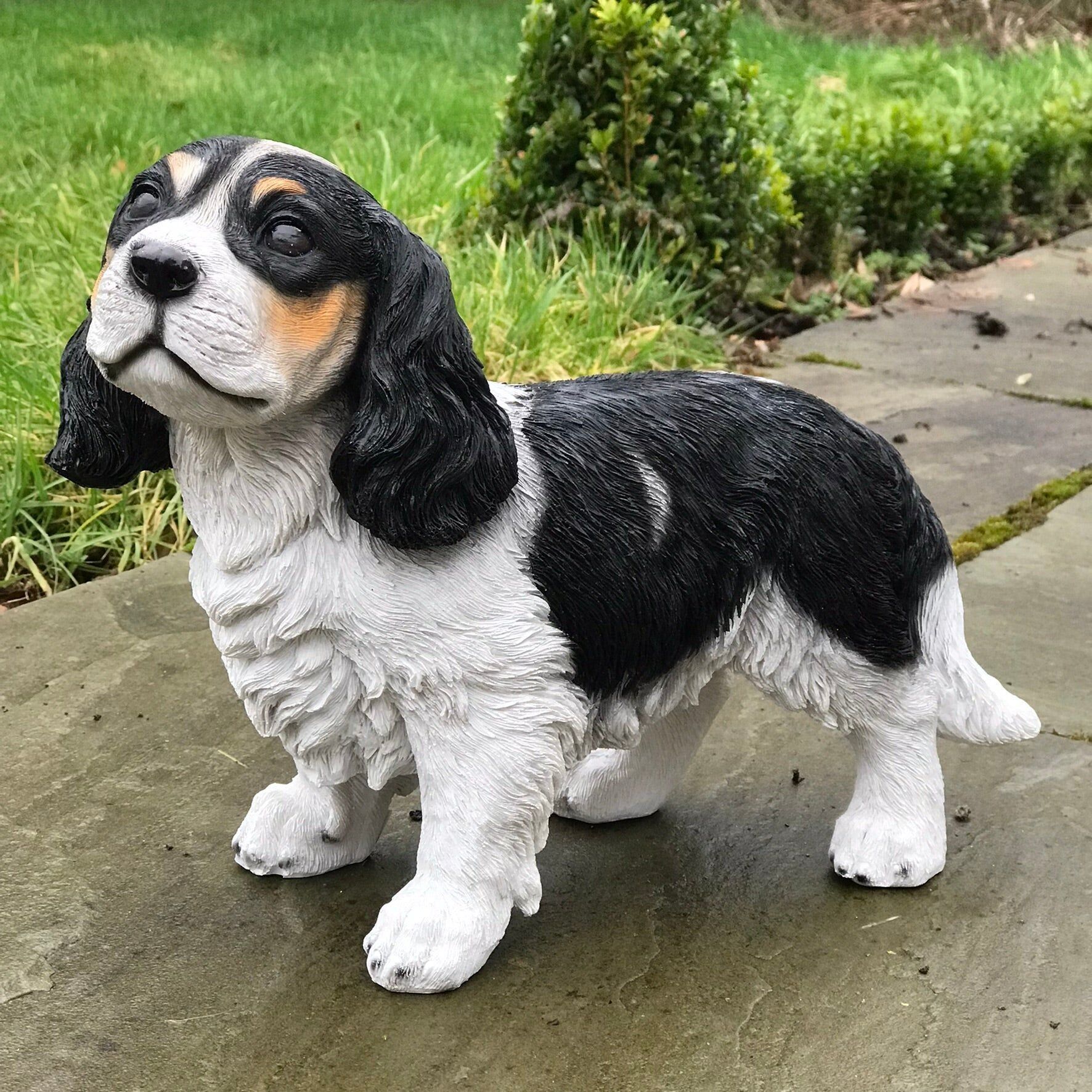 Große (31 cm) Cavalier King Charles Spaniel-Figur, schweres Gewicht, Dekoration für Haus oder Garten