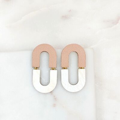 MOTHER-OF-PEARL & NUDE EARRINGS