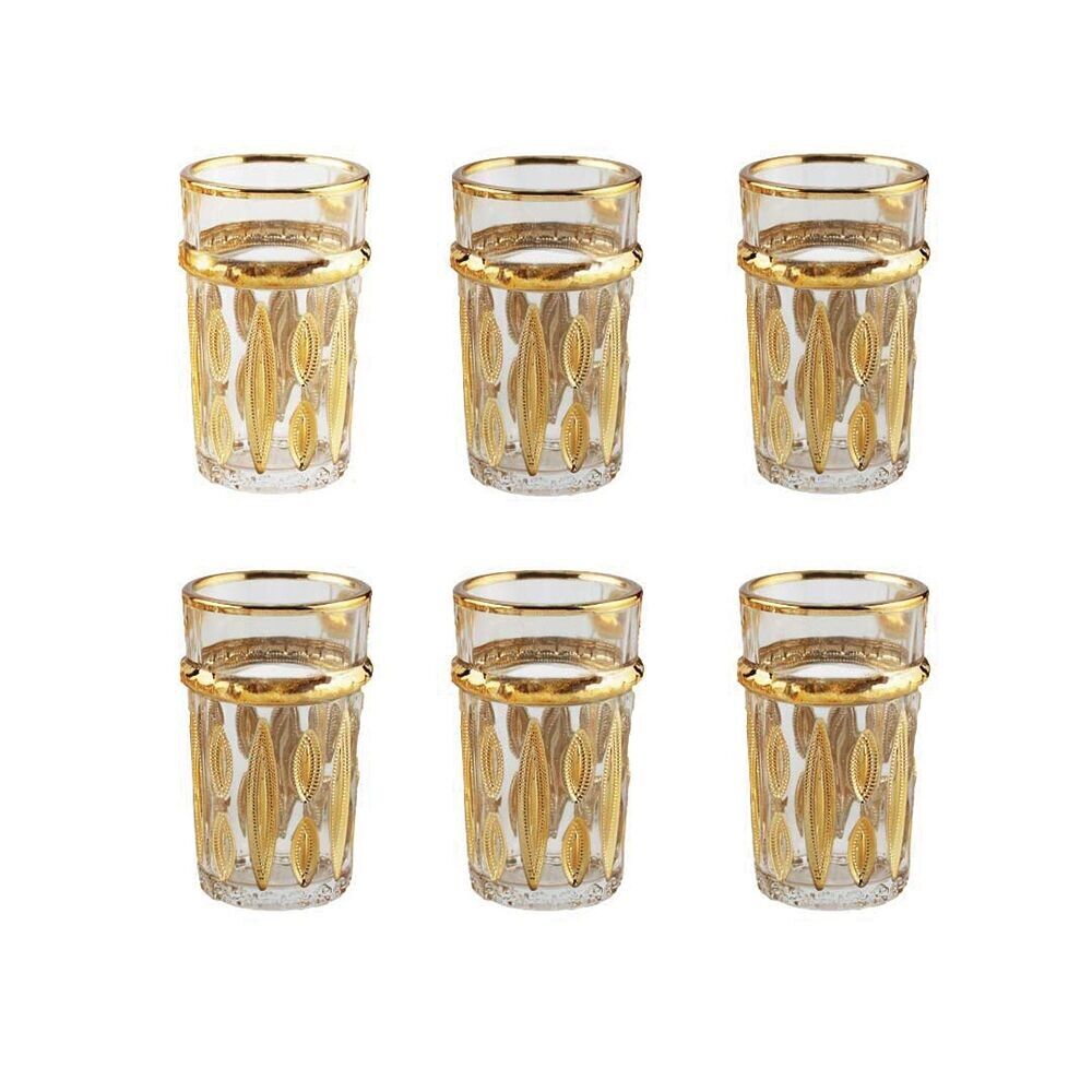 Tasses à thé dorées orientales - lot de 6