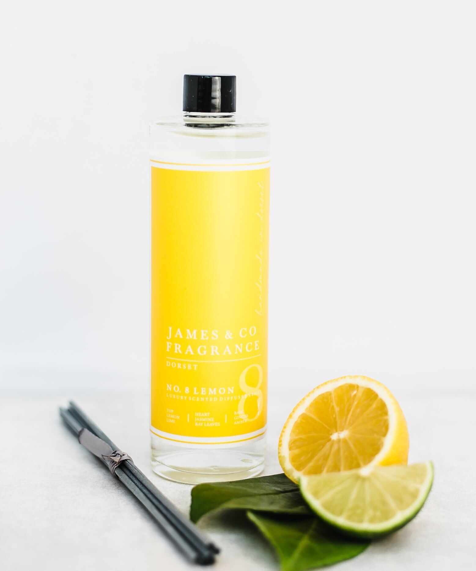 No. 8 Lemon 200ml Refill Diffuser with Grey Fibre Reeds