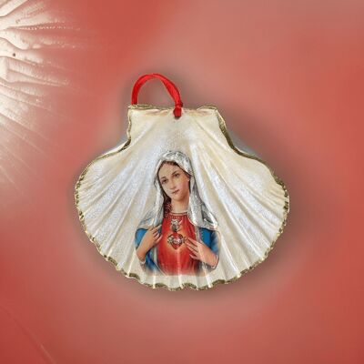 Decorative pendant "Holy Shell Heart Mary", 2 sizes