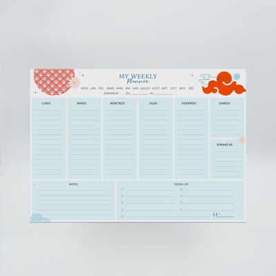 Blocco note giapponese dell'agenda settimanale